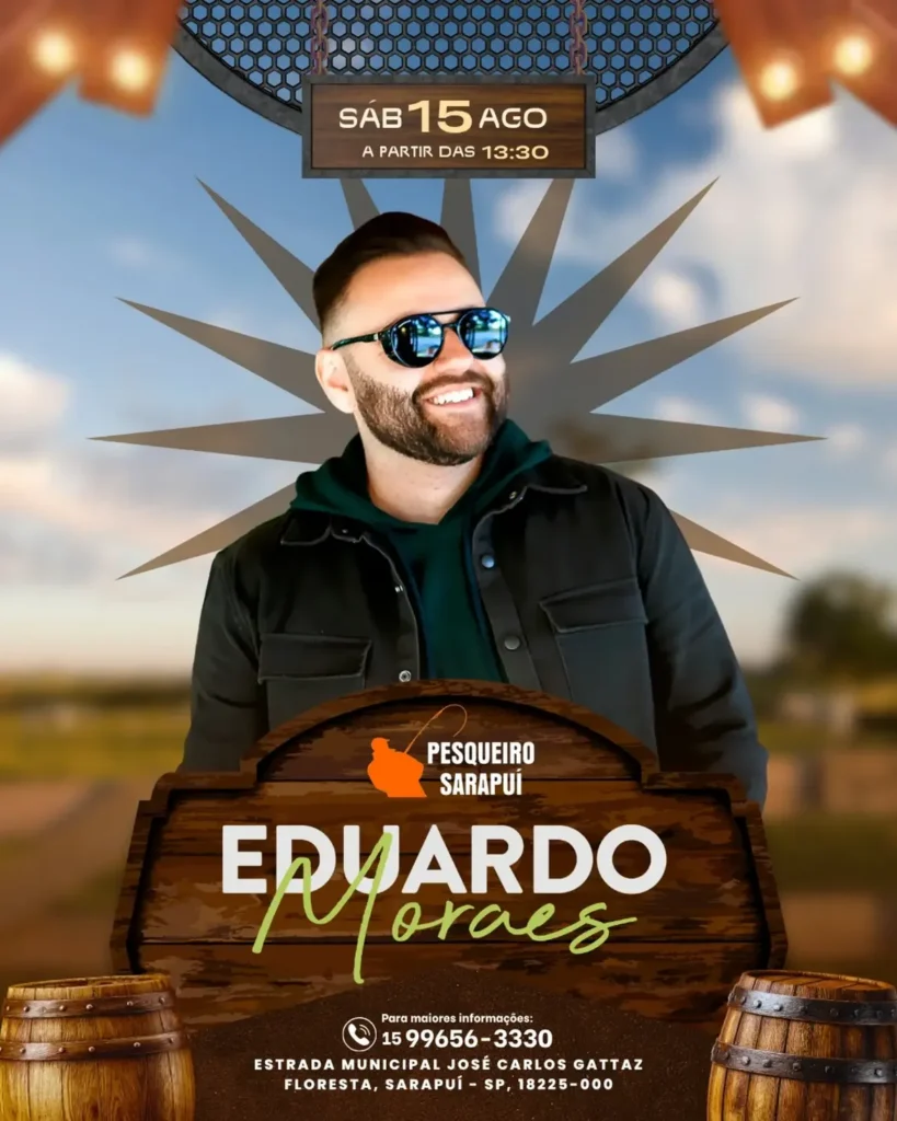EVENTOS 7 🎶 Vem ai uma tarde de muita musica boaNo dia 15 de agosto a partir das 13h30 o Pesqueiro Sa